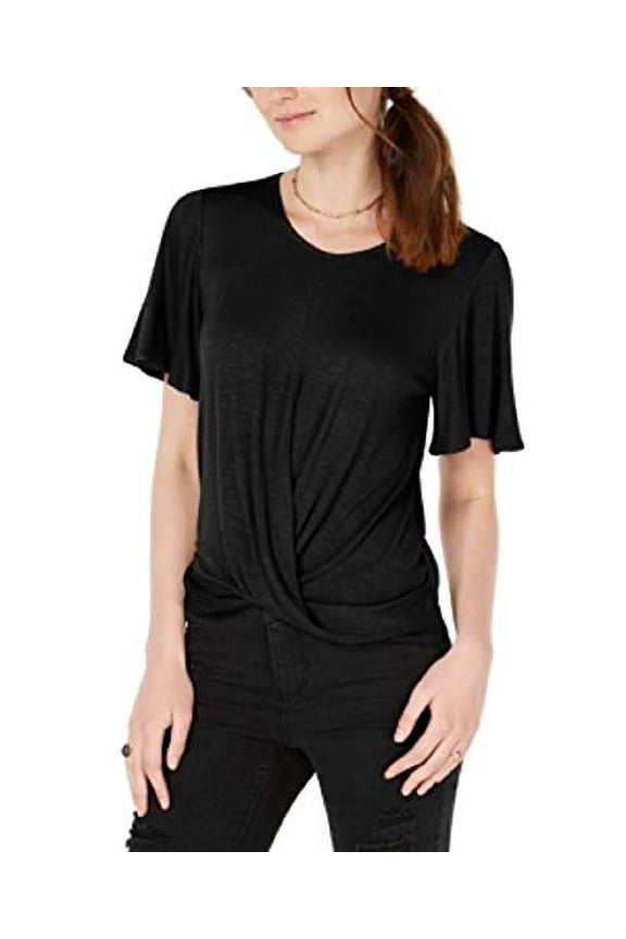 Juniors' Twist-Front Top Black L