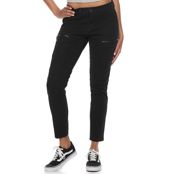 Juniors' Unionbay Blaire Stretch Twill Skinny Utility Moto Pants Color: Black Size: 15
