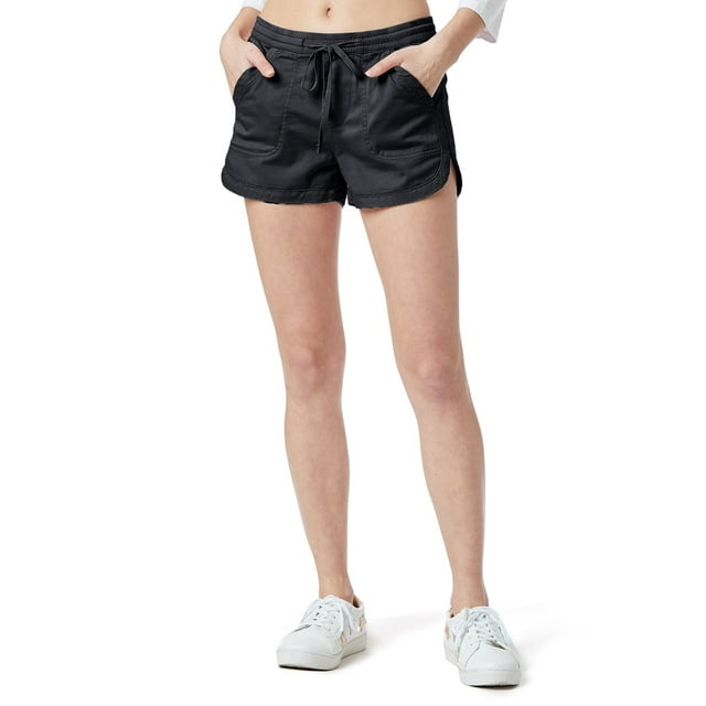 Juniors' Unionbay Maribeth Sateen Shorts Color: Black Size: SMALL