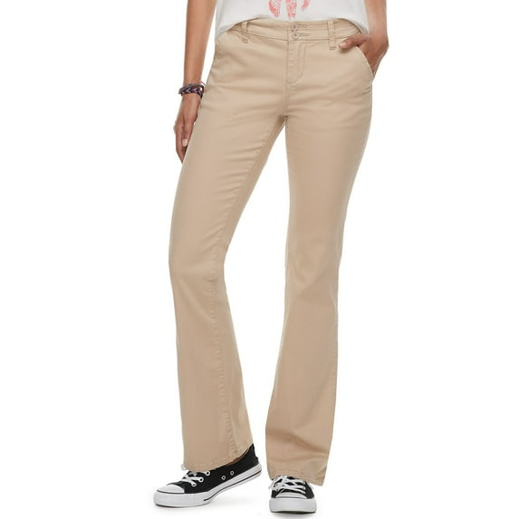 Juniors' Unionbay Uniform Hayden Twill Bootcut Pants Color: Beige Size: 0