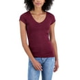 thumbnail image 1 of Juniors' V-Neck T-Shirt Windsor Wine L, 1 of 1