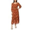 thumbnail image 1 of Juniors' WallFlower On Or Off The Shoulder Belted Maxi Dress Color: Autumn Leaf Size: X LARGE, 1 of 4