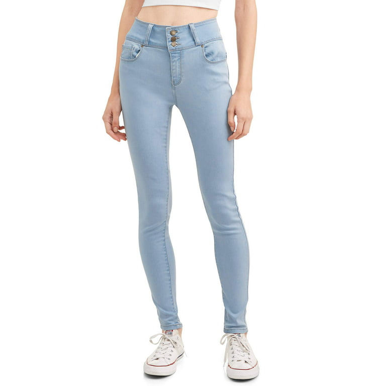 wax jean Women's High-Rise Push-Up Super Comfy 3-Button Skinny