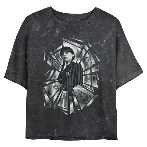 Juniors Wednesday Broken Glass Logo T Shirt