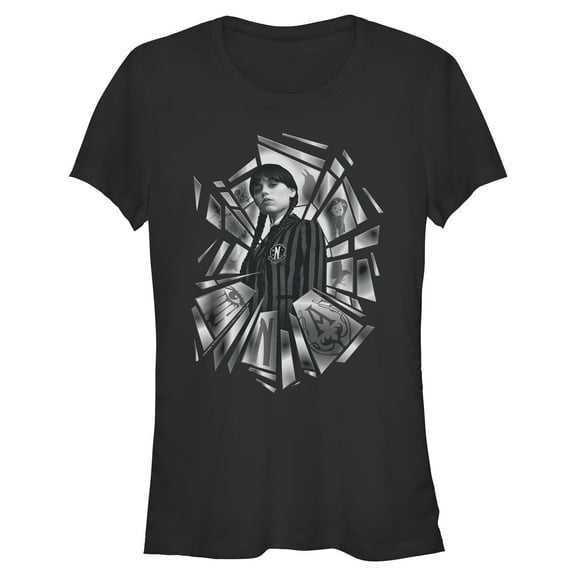 Juniors Wednesday Broken Glass T Shirt