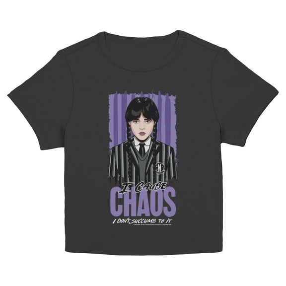 Juniors Wednesday I Cause Chaos Portrait T Shirt