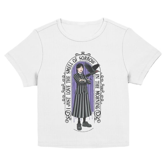 Juniors Wednesday Love the Smell of Sorrow Quote T Shirt