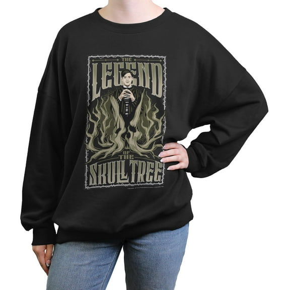 Juniors Wednesday Pugsley Addams Skull Tree Sweatshirt