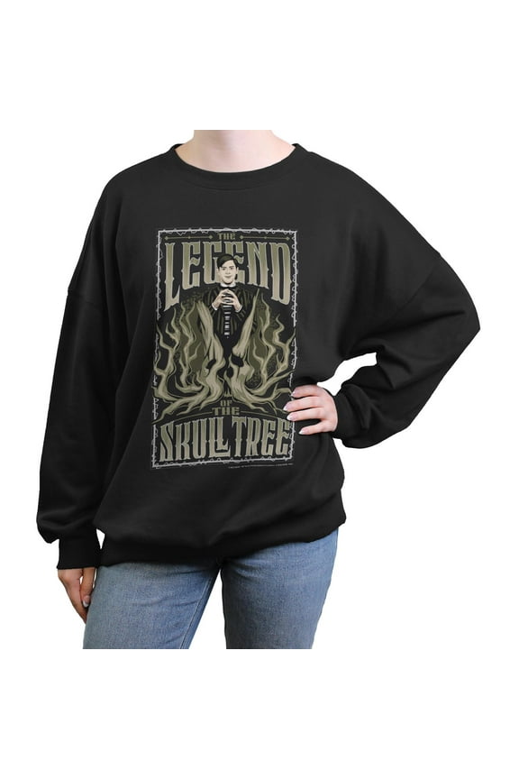 Juniors Wednesday Pugsley Addams Skull Tree Sweatshirt