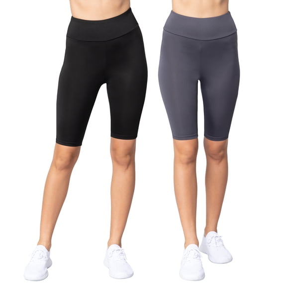 Juniors Wide Band High Waist Active Workout Biker Running Shorts Leggings