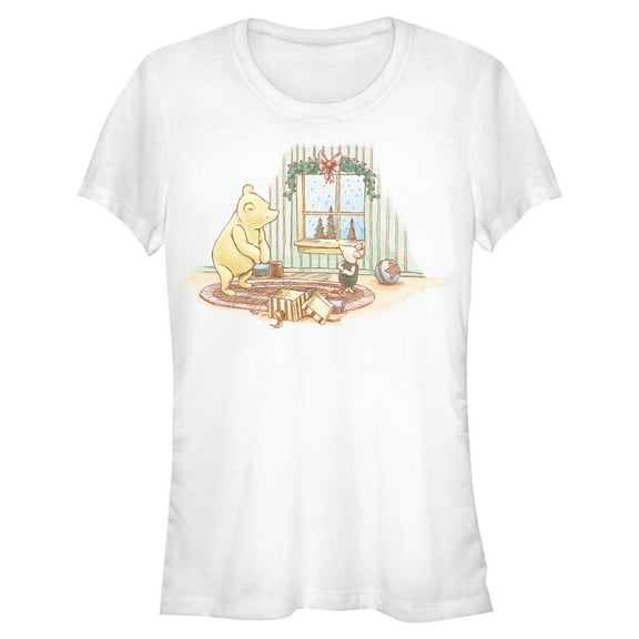 Juniors Winnie the Pooh Christmas Duo Cozy Scene T Shirt