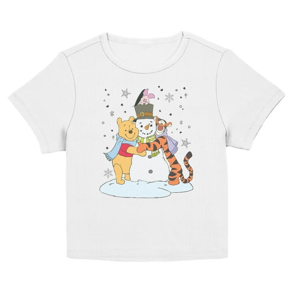 Juniors Winnie the Pooh Snowman and Friends Hug T Shirt