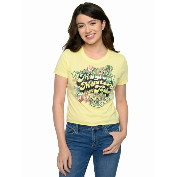 Juniors Women's Beatles Magical Mystery Tour T-Shirt Band Tee Yellow