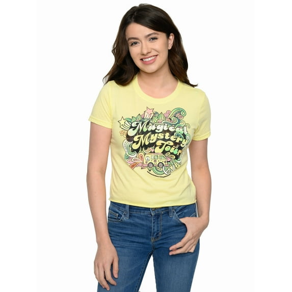 Juniors Women's Beatles Magical Mystery Tour T-Shirt Band Tee Yellow