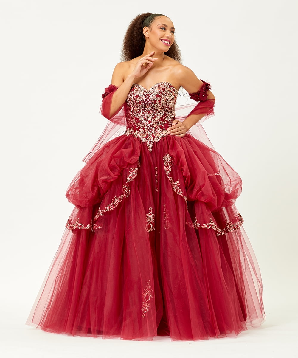 Formal Dress Shops Womens Burgundy Quinceanera Sweet 16 Prom Long India