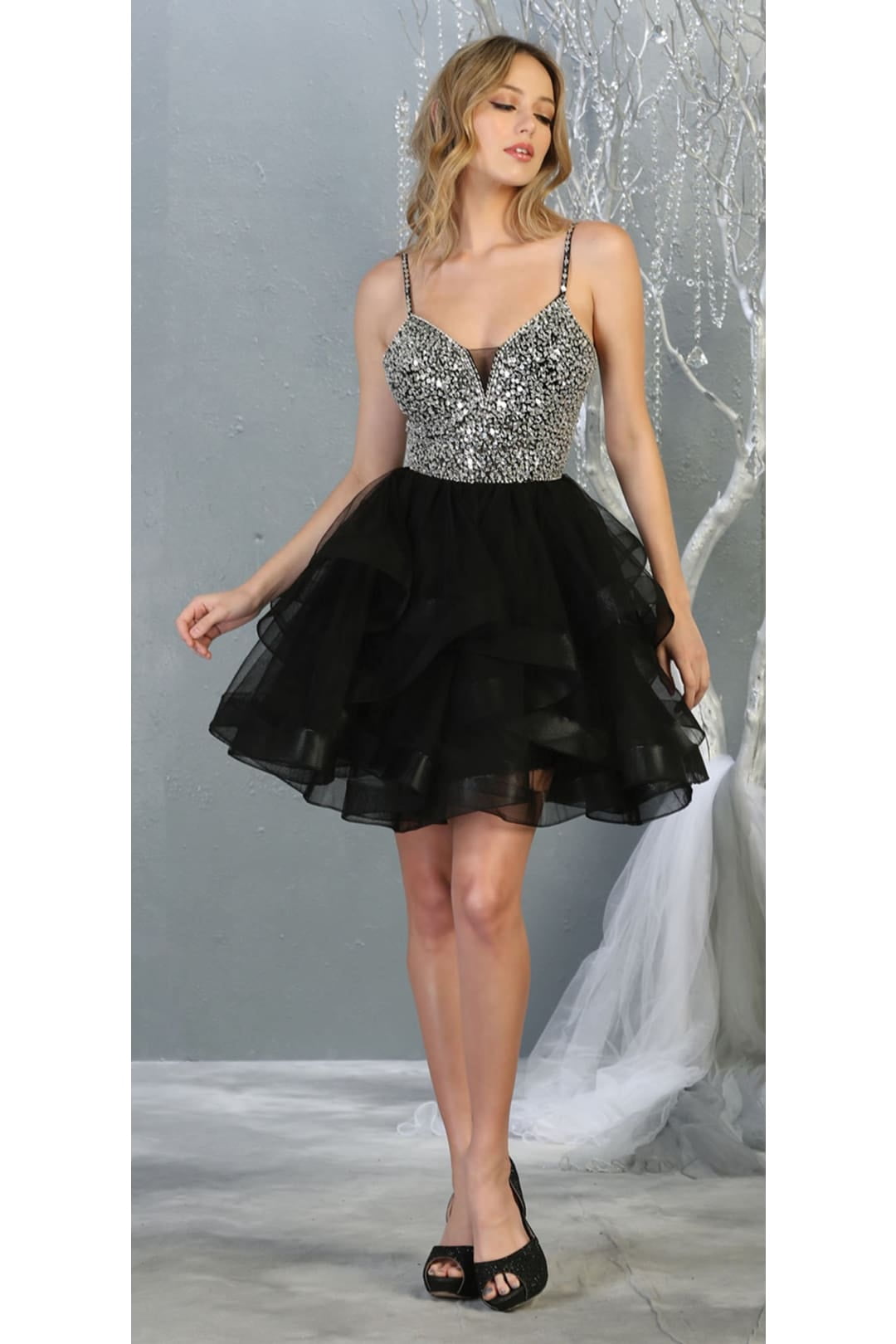 Juniors Womens Layered Short Prom Dress - Walmart.com