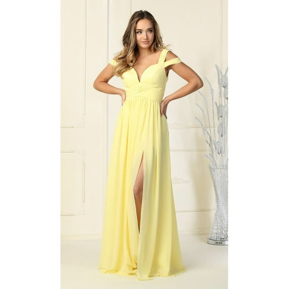 Juniors Womens Long Bridesmaids Cold Shoulder Dress