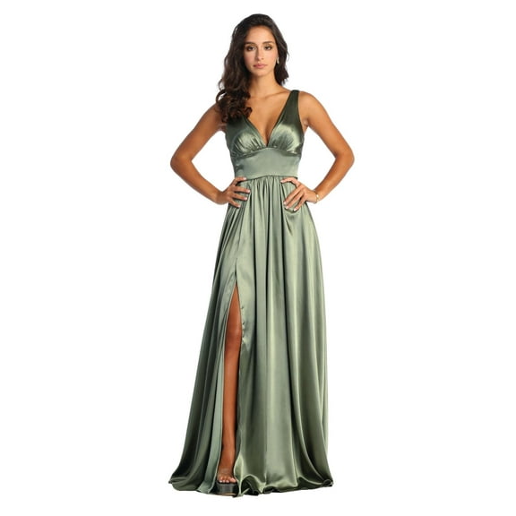 Women's May Queen MQ1723 Long Bridesmaids Dress Maxi Sleeveless Wedding Guest Gown Olive Green 20