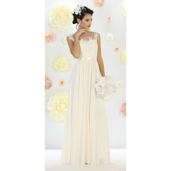 Women's May Queen Chiffon Wedding Dresses | Ivory Bridal Gown MQ1428 4