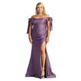 thumbnail image 1 of Womens Victorian Lilac Bridesmaid Prom Stretchy Long Cowl Neck Off The Shoulder Trumpet Plus Size Dress, 1 of 5