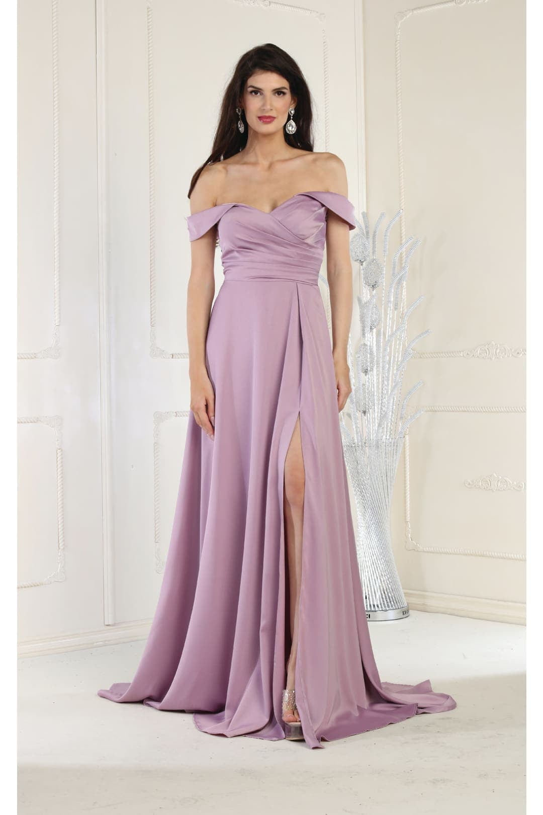 Juniors Womens Off The Shoulder Prom Dress Mauve - Walmart.com