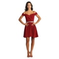 thumbnail image 1 of Juniors Womens Short Dress For Prom Burgundy 8, 1 of 5