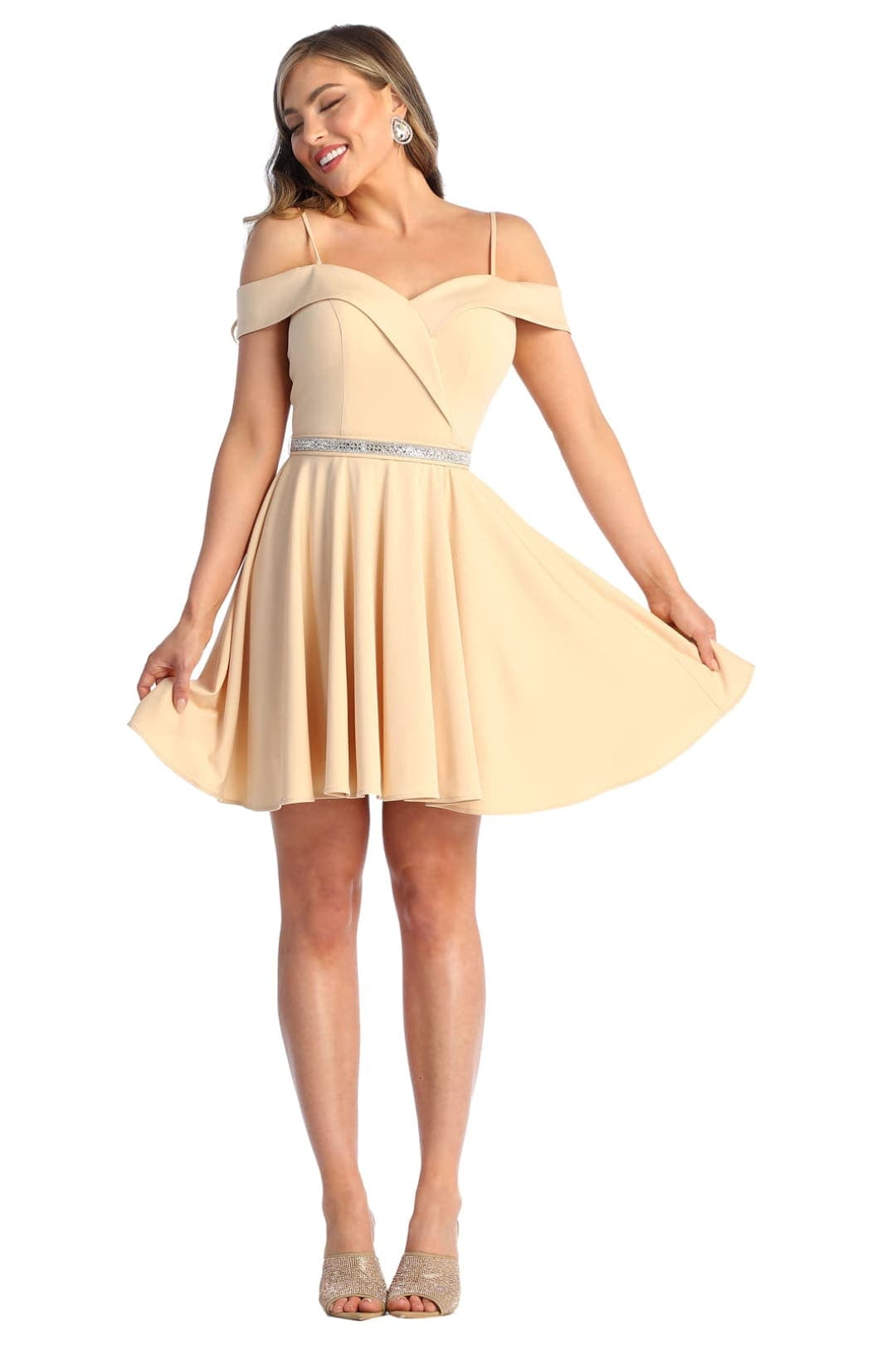 slim fit dress slacks Sarajane Sequin Stretch Knit Mini Dress Honey Gold / XXS main image 0