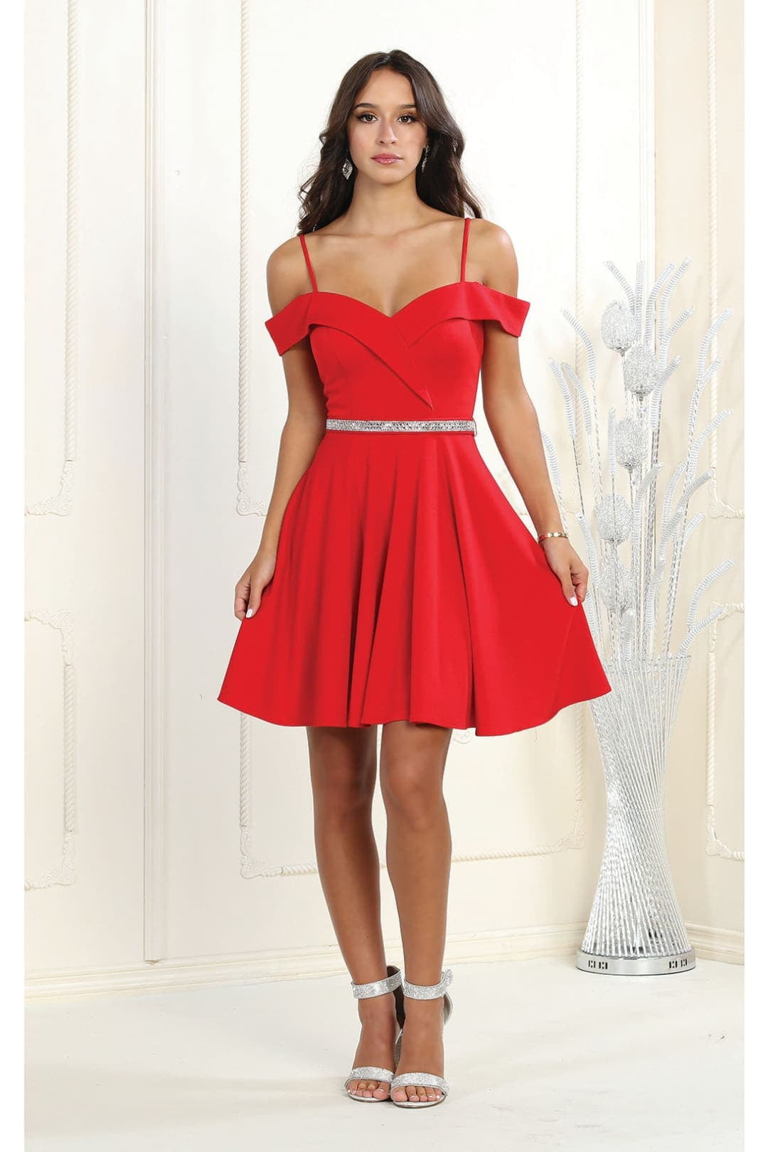 junior special occasion short dresses May Queen MQ2080 Juniors Womens Glitter Short Leafy Lace Overlay Cocktail Dress