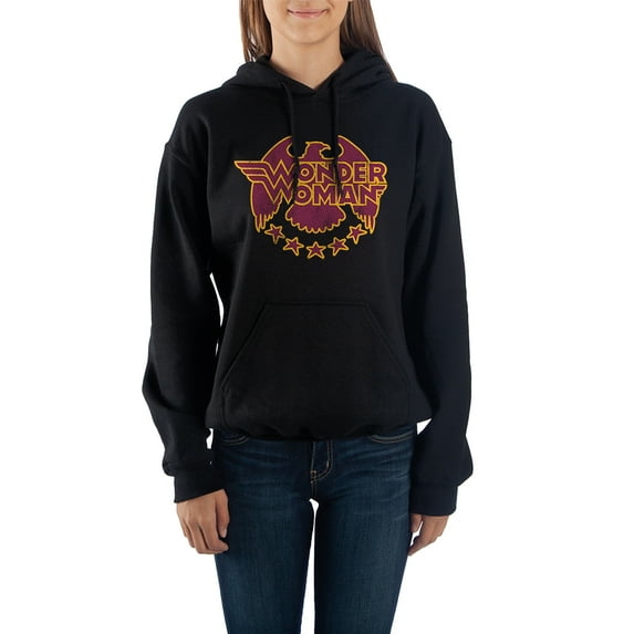 Juniors' Wonder Woman Fleece Hoodie Sweatshirt-Large