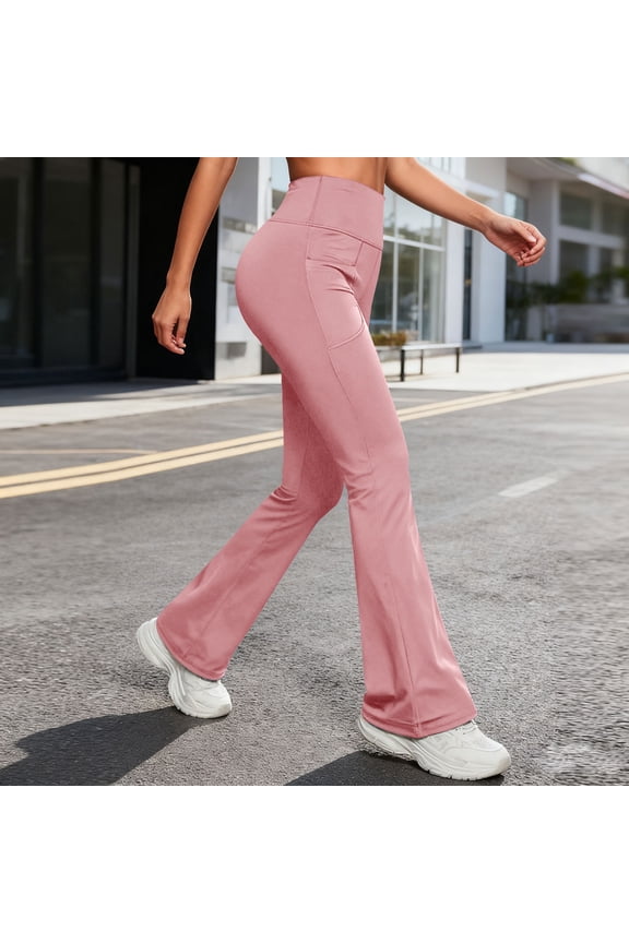 Juniors Yoga Pants Stretch Fit Breathable Casual Butt-Lifting Slim Flared Leggings for Gym Workout