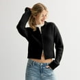 thumbnail image 1 of Juniors' madden girl Mossy Double Zipped Bomber Cardigan Color: Black Size: LARGE, 1 of 4