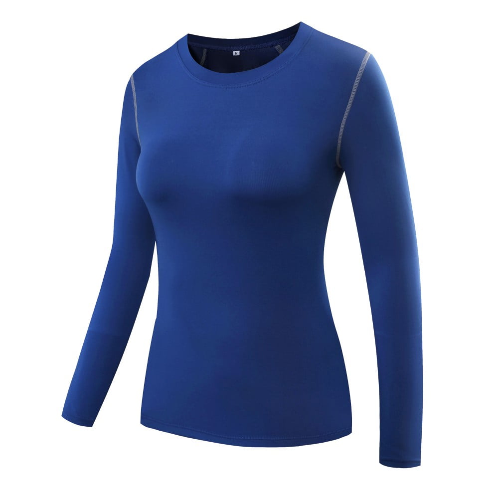 Urmagic Juniors's Long Sleeve Compression Sports Workout Shirts Pullover Quick Dry Running T-Shirt Hiking Active Tee Tops, Women's, Size: Small, Blue