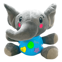Junipel Plush Elephant Baby Toys, Musical Stuffed Animals Light-Up Button, Soft Learning Toy for 3 Months & Olds Infants, Babies & Toddlers, 12 Nursery Rhyme & Sound Effects Toy