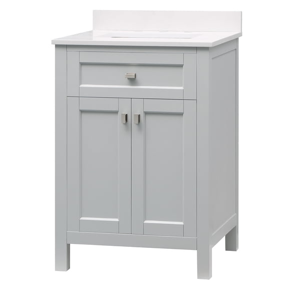Juniper 24 in. x 21 in. Vanity in Dove Gray with Engineered Marble Top & Ceramic Basin