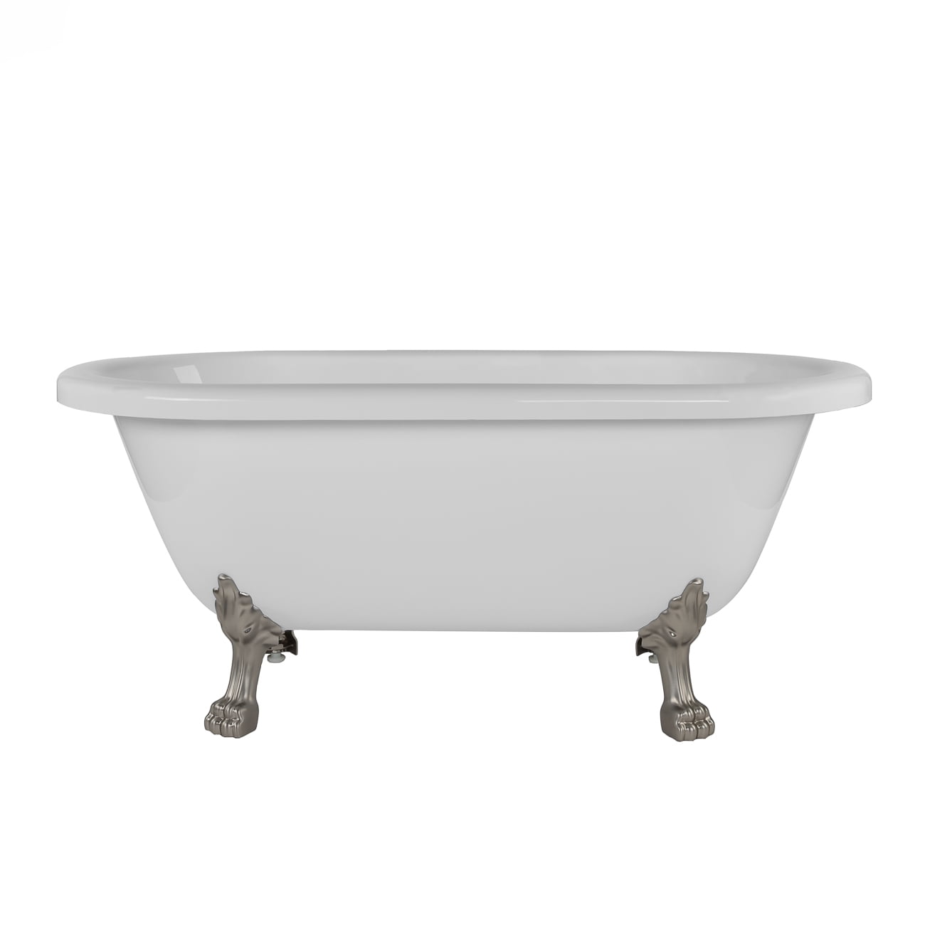 Juniper 60 Inch Acrylic Double Ended Clawfoot Tub - No Faucet Drillings - Lion Paw Feet