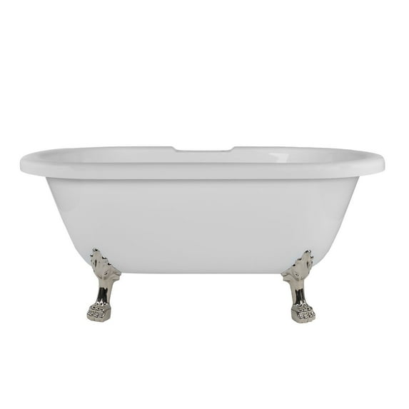 Juniper 60 Inch Acrylic Double Ended Clawfoot Tub - Rim Faucet Drillings - Lion Paw Feet