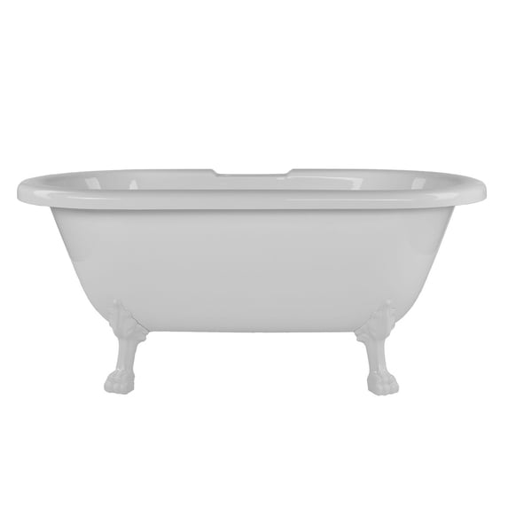 Juniper 60 Inch Acrylic Double Ended Clawfoot Tub - Rim Faucet Drillings - Lion Paw Feet