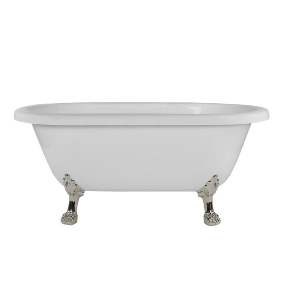 Juniper 66 Inch Acrylic Double Ended Clawfoot Tub - No Faucet Drillings - Lion Paw Feet