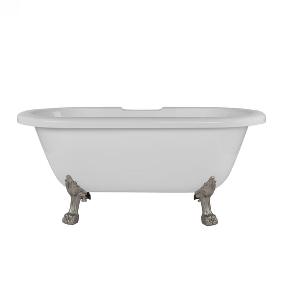 Juniper 66 Inch Acrylic Double Ended Clawfoot Tub - Rim Faucet Drillings - Lion Paw Feet