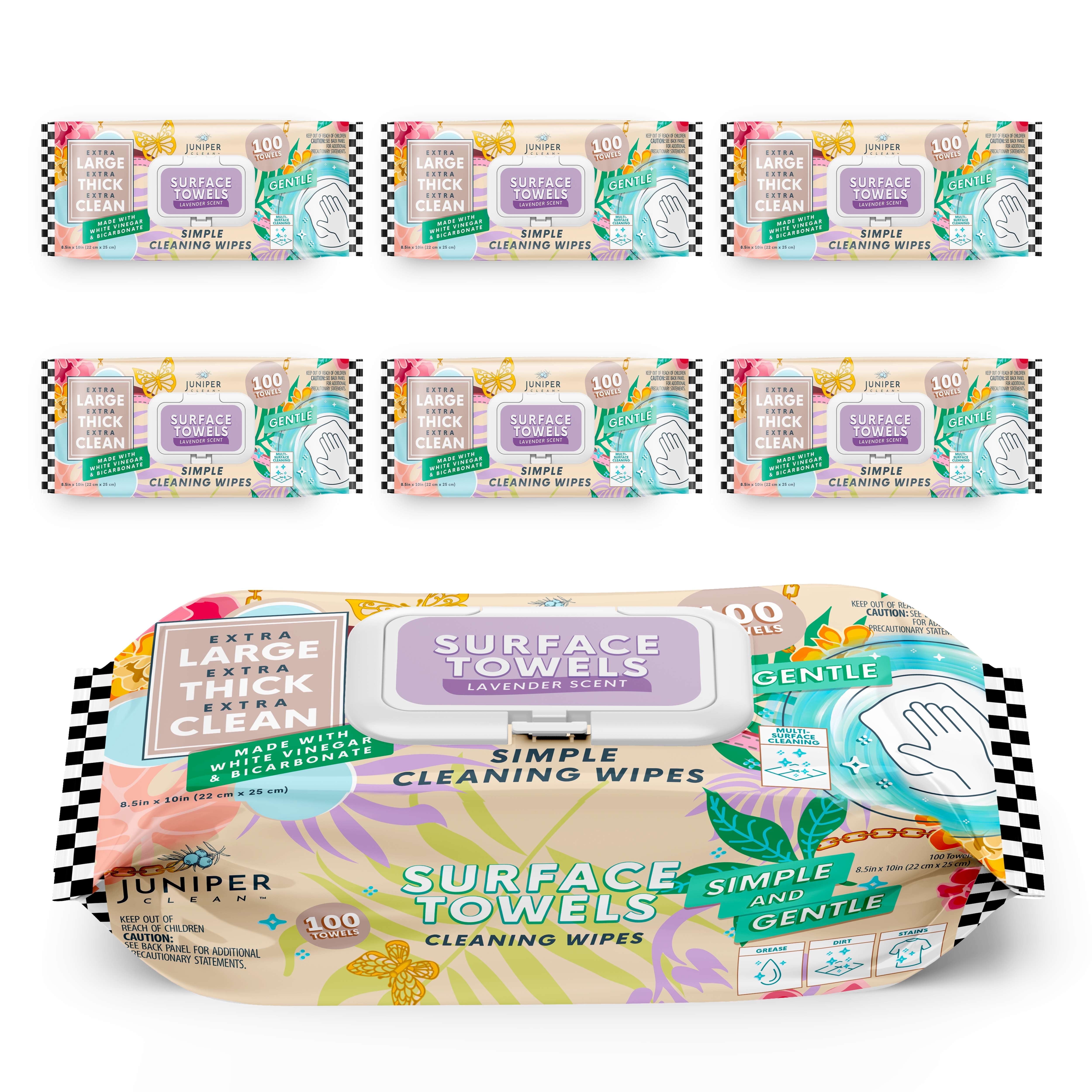 Juniper CLEAN 6 Packs Surface Cleaning Wipes Bleach Free, Thick & Large ...