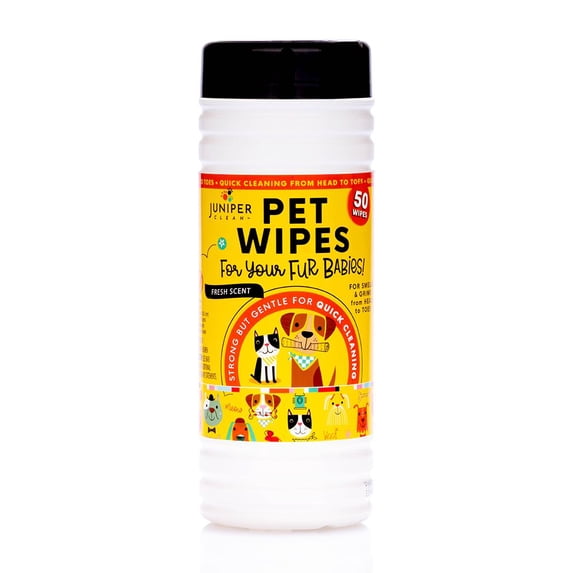 Juniper CLEAN, Pet Wipes for Pets Cleansing, Wipes for Dogs & Puppies-Mild & Soothing Dog Grooming Wipes, Safe to Use from Head to Toes, 50 Count (Pack of 1)