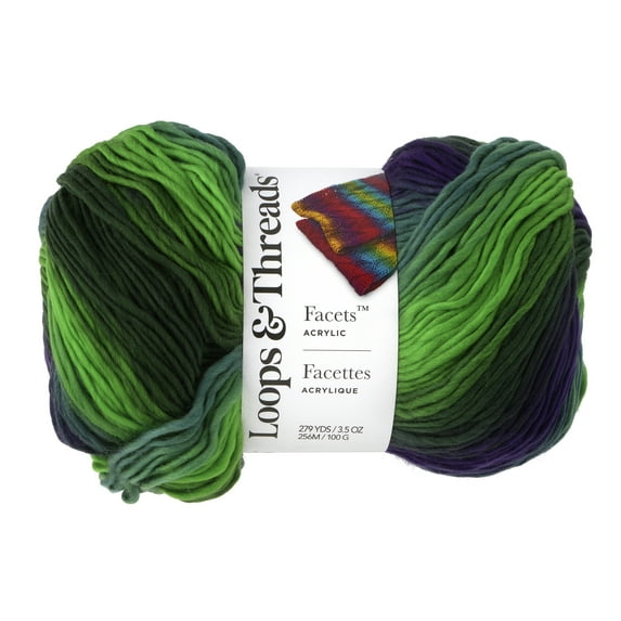 Loops & Threads Juniper Facets Yarn - Medium Weight Yarn for Knitting, Crochet, Weaving, Arts & Crafts, 15 Pack