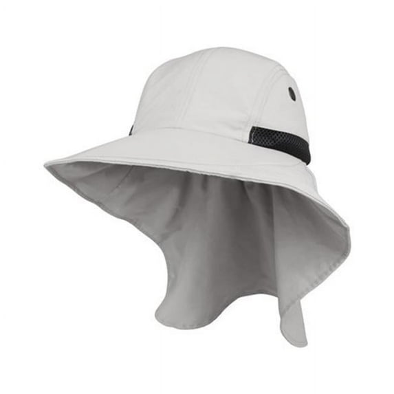 Juniper J7213B Ladies Nylon Wide Brim Flap Cap, Grey