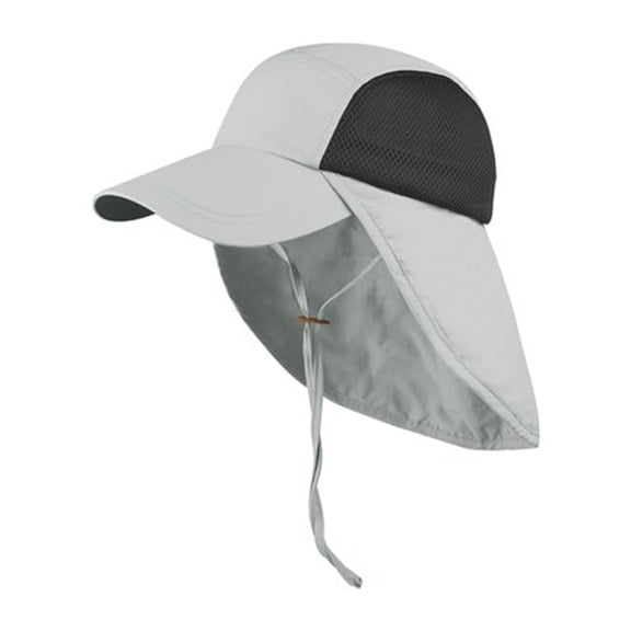 Juniper J7222 Taslon UV Cap With Flap & Chin Cord - Grey