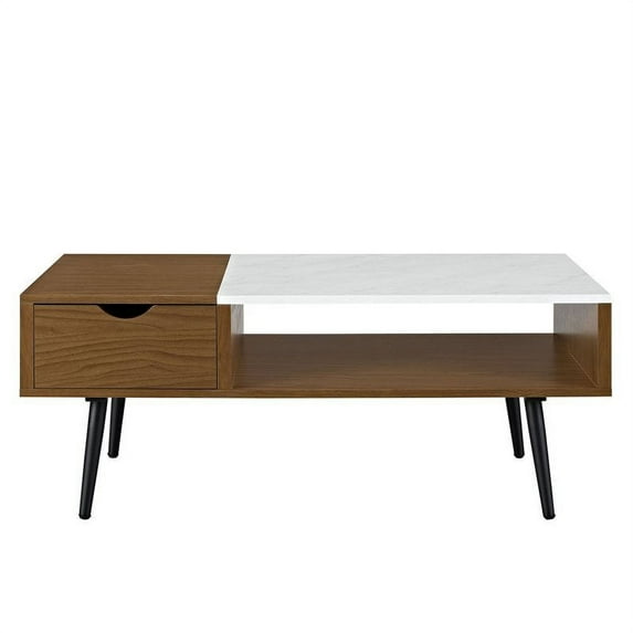 Wood and Faux Marble Coffee Table - Acorn