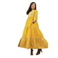 thumbnail image 1 of Juniper Mustard Geometric Printed Rayon Tiered Maxi Dress, 1 of 2