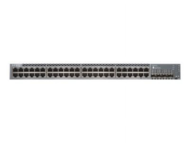 Juniper Networks EX Series EX3400-48P - Switch - L3 - managed - 48 x 10/100/1000 (PoE+) + 4 x Gigabit SFP / 10 Gigabit SFP+ + 2 x 40 Gigabit QSFP+ - front to back airflow - rack-mountable - PoE+ (740 W) - TAA Compliant - image 1 of 3