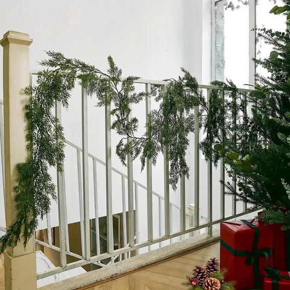 Juniper Pine Faux Greenery Christmas Garland, 6.2ft