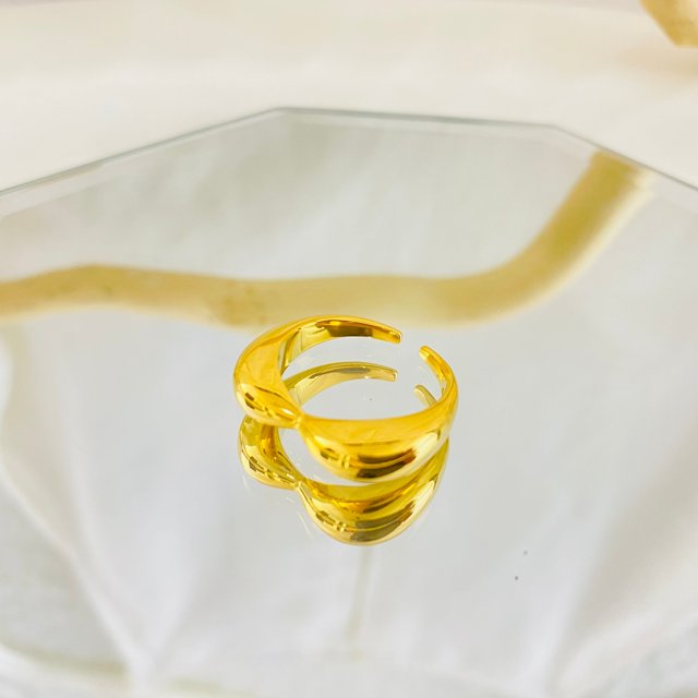 Juniper Treasures 18K Gold Pated Stainless Steel Neutral Bow Ring JOBAYA