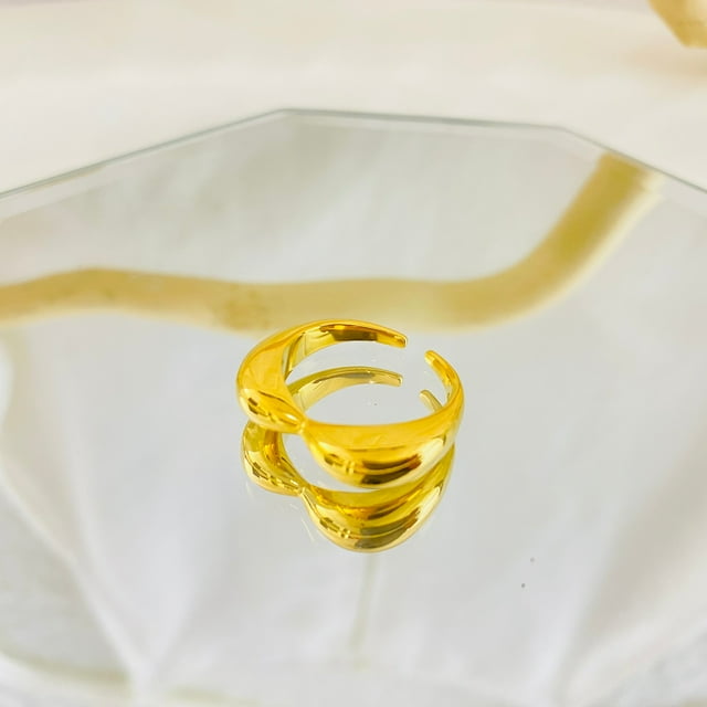 Juniper Treasures 18K Gold Pated Stainless Steel Neutral Bow Ring JOBAYA